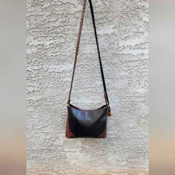 Brahmin Handbags - Vintage Brahmin Purse Pecan‎ Croc Black Leather Combo Shoulder Handbag